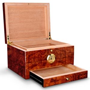 Handmade Premium Materials Humidor Cigar Box with Built-in Hygrometer and High Glossy Finish