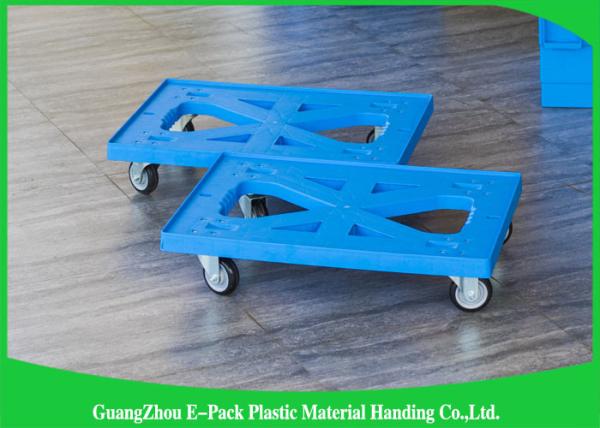 Materiais moventes plásticos azuis lisos de Dolly Four Wheels 100% PP para industrial