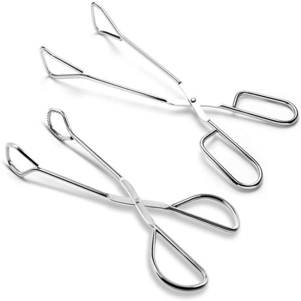 LFGB 9.45 Inches Stainless Steel Kitchen Tongs For Cooking Serving Scissors
