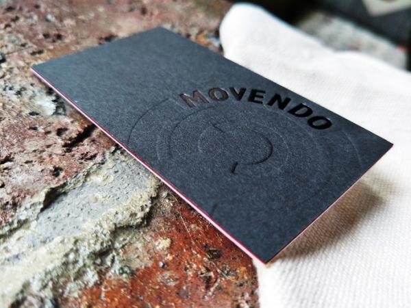 Sandwich Bonded Paper Business Card Black Foil Stamped With Embossing / Debossing