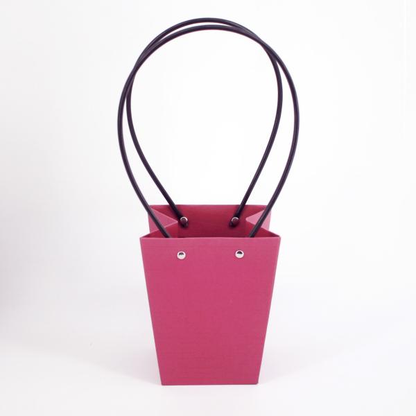 Waterproof Flower Packaging Carry Kraft Paper Bag With Plastic Handle