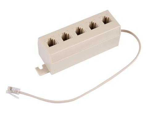 RJ11 Socket 5 Outlet Telephone Accessories , Modular Phone Jack Adapter