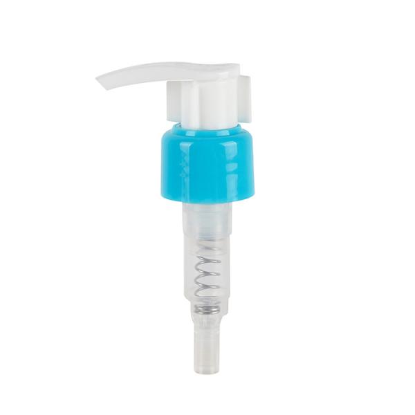 28/410 Sky Blue Left Right Clip Lock Lotion Pump Smooth Matte Plastic Lotion Pump