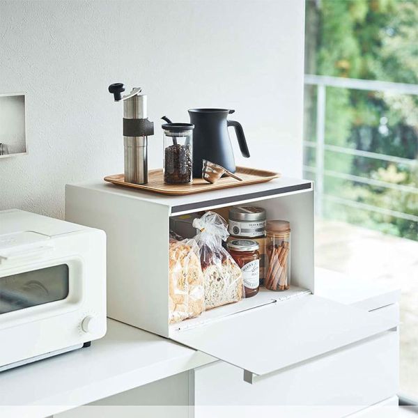 Cabinet Living Room Magnetic Door Steel Stacking Bread Boxs Coffee Machine Organize Rack Kitchen Countertop Spice Storage Shelf