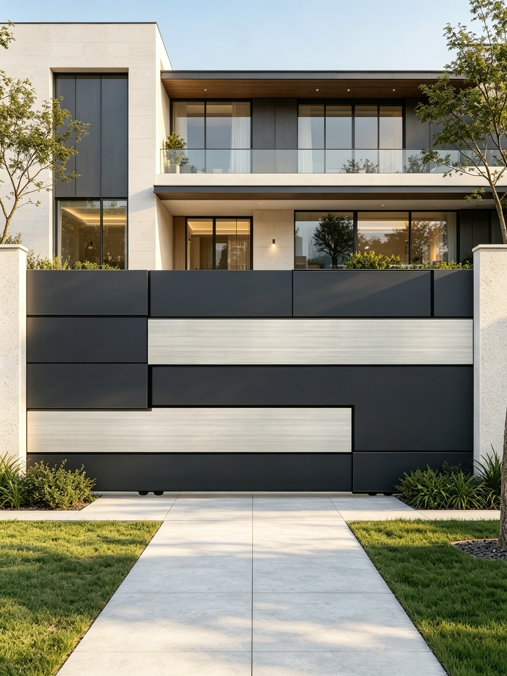 Luxury Custom Size T6-T5 Aviation-grade Aluminum Alloy Electric Control Courtyard Gate for Villa Gardens