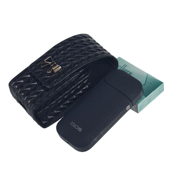 Luxury Lattice Wallet Flip Cover Diamond cover for IQOS tobacco Genuine leather Belt clip pouch holster