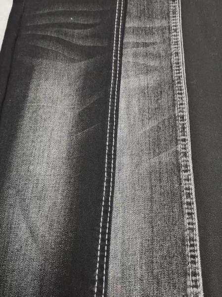 9.6oz de fil noir/noir 75% de coton en tissu denim à haute étirement avec 10+10/16*55 Construction JSD3259A Pour les jeans