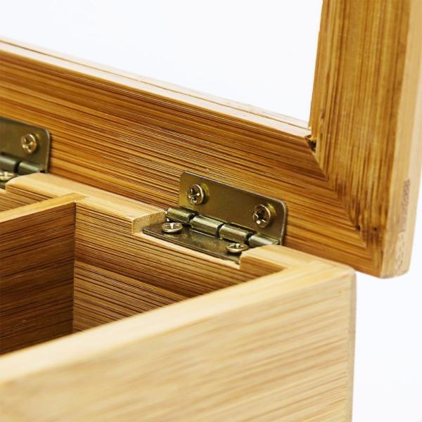 oem organic bamboo wooden tea bag storage box with transparent acrylic lid