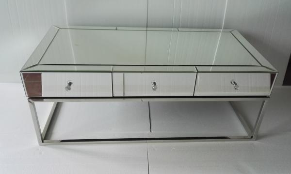 Modern Glass Mirror Coffee Table With Durable Stainless Steel Base / Legs
