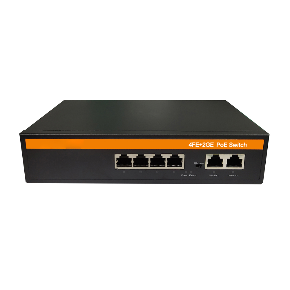 TiNCAM 6 Port AI Watchdog PoE Switch 10/100Mbps 4 PoE Ports 2 Gigabit UPLINK 65W For IP Camera CCTV Surveillance TBC-PS4506N