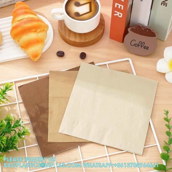 Napkins 2 Layer Unbleached Brown Napkins Soft Disposable Napkins For Kitchen, Party, Wedding, Dinner