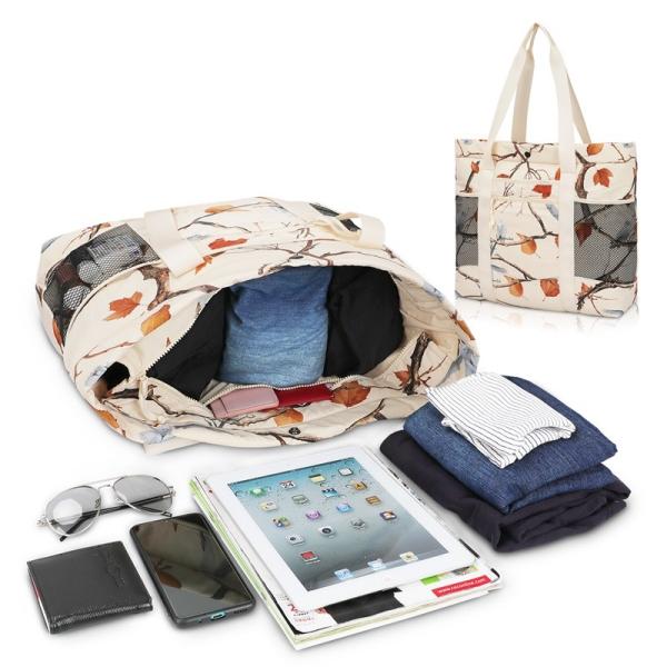 Grid Eco Friendly Grocery Shopping Bags Handbag Reusable Multi Pockets 44x13x38cm