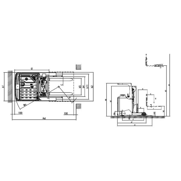 Lifting 4500mm Electric Reach Walkie Stacker Standing On 1500kg