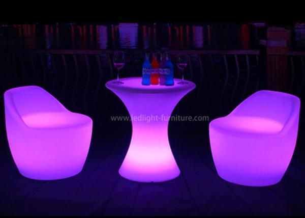 60cm Height Small Poseur LED Bar Table And Chair With Sturdy Metal Base And Stand