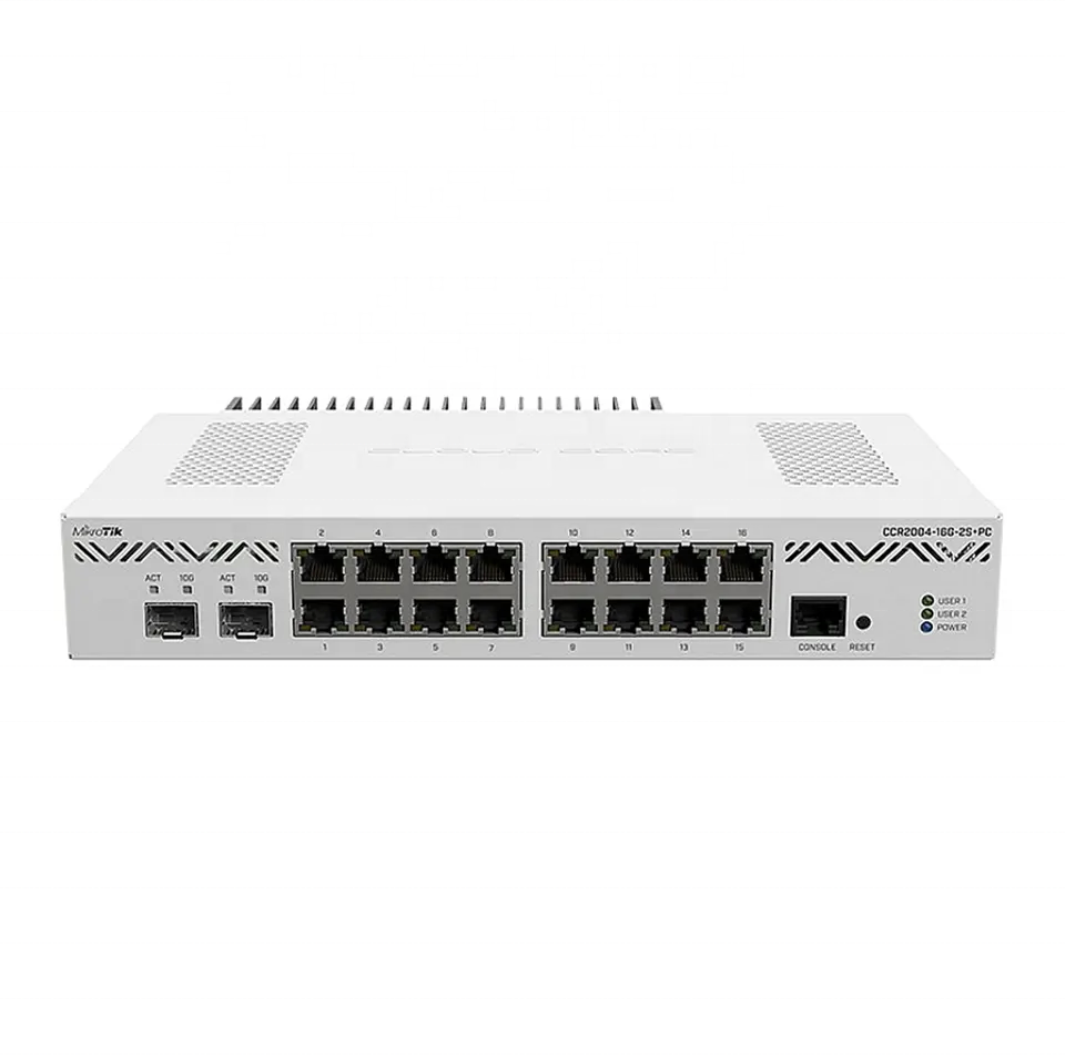 MikroTik CCR2004-16G-2S+ Gigabit Router with 16 Gigabit Ports 20 Gigabit Optical Port and LACP Support