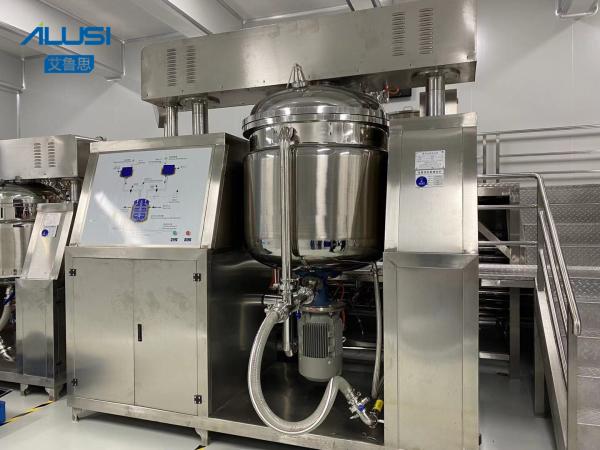 máquina de emulsão do vácuo de creme cosmético de aço inoxidável do misturador 100L com sistema de levantamento hidráulico