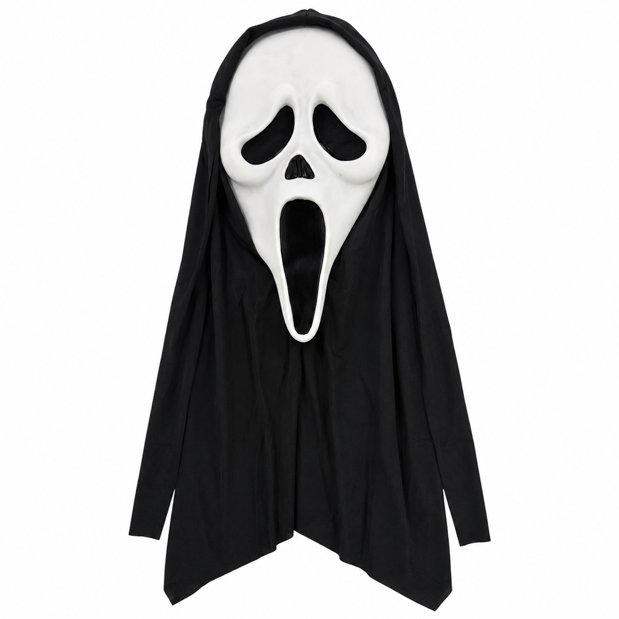 PVC Ghost Style Mask with Black Hood, Adult Horror Costume Mask for Halloween Party Cosplay Masquerade Stage Performance Festival Outfit Photo Shoot and Themed Event Decoration