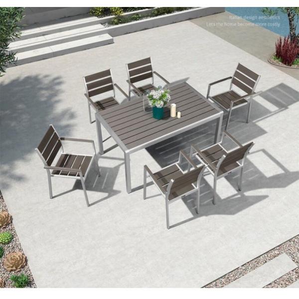 Hotel Garden Dining Furniture Modern All Weather Durable Aluminum Table And Chair Set