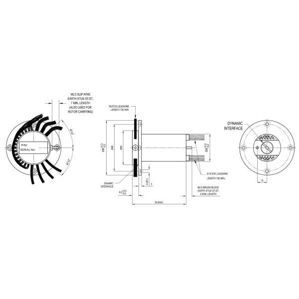 PSR-JC28-68 Military Slip Ring 28mm Diameter For Airborne Camera Platforms / UAV