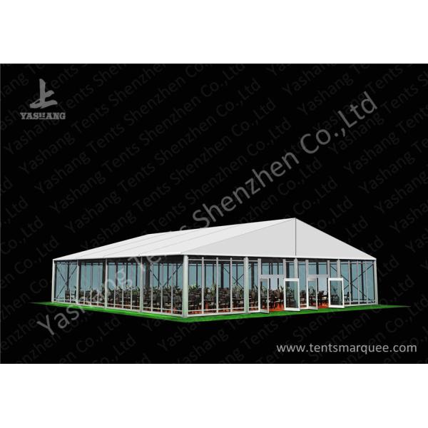 White Fabric Top Outdoor Event Tent , Aluminum Profile Hard Glass Wall Tent