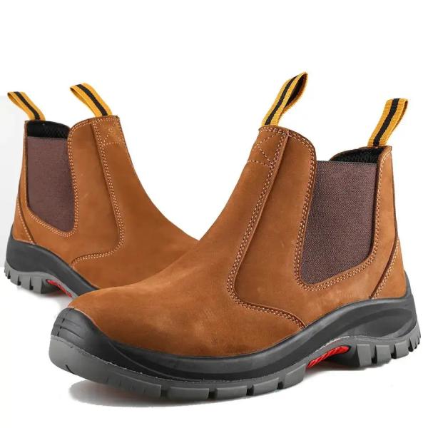 PU Leather / Rubber Outsole Shoes No Lace Waterproof Chelsea Work Boots