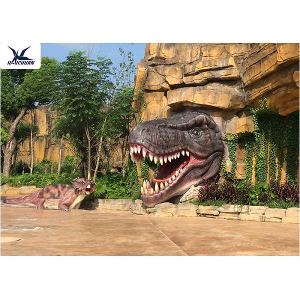 Jurassic Theme Park Life Size Fiberglass Animals Decorative Resin Dinosaur Head Statues