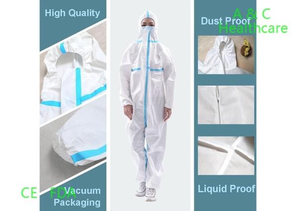 Non Toxic Tyvek Disposable Coveralls PP Coated PE Weight 30g Blue