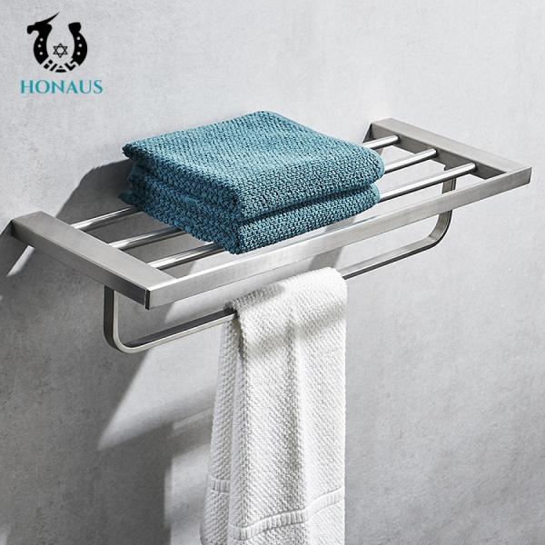 Hotel Bathroom Shower Accessories Brushed Steel Towel Rack Anti Corrosion