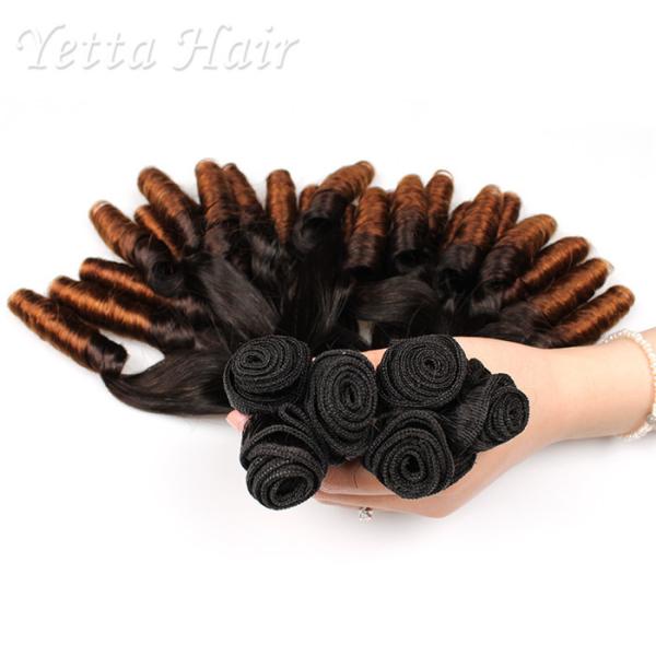 Weave natural indiano do cabelo de Funmi, extensões do cabelo humano de Ombre com onda espiral