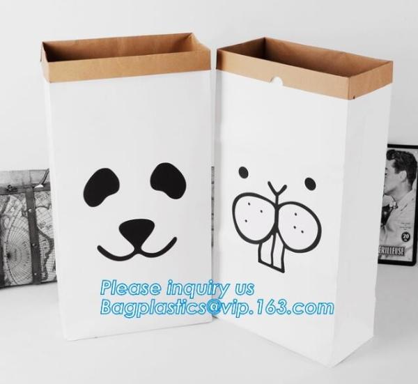 le sac en papier bag, Kraft Paper Storage Linen Bag Kids Toys Clothing Organizer Basket Nursery Home Decor