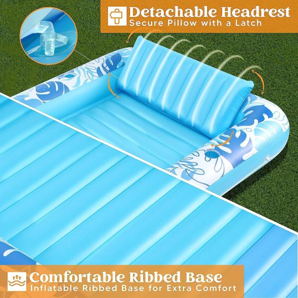 Inflatable Tanning Pool Lounger Float, Sun Tan Tub Sunbathing Raft Floatie Toys Water Filled Tanning Bed Mat