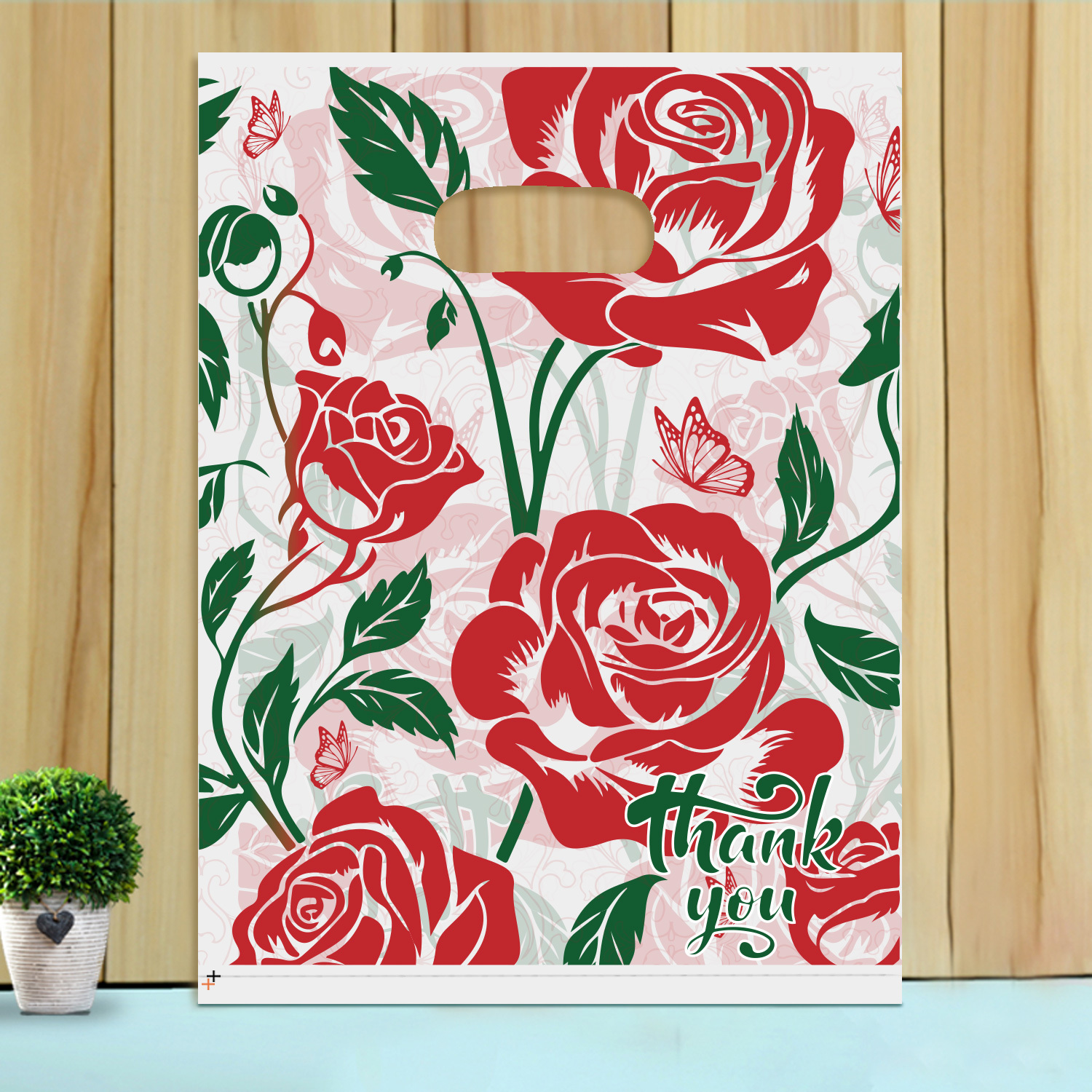 Factory stock four-finger flat pocket small size plastic bag clothing store bag gift bag packaging bag clothes handbag plastic gift bag Printed HDPE Hand Hole Plastic Bags, Custom Logo Shopping Carry 