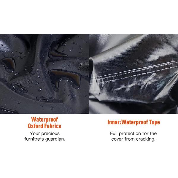 Outdoor Waterproof Patio Furniture Covers,420D Oxford Polyester Black Rectangular Sectional Furniture Set Covers