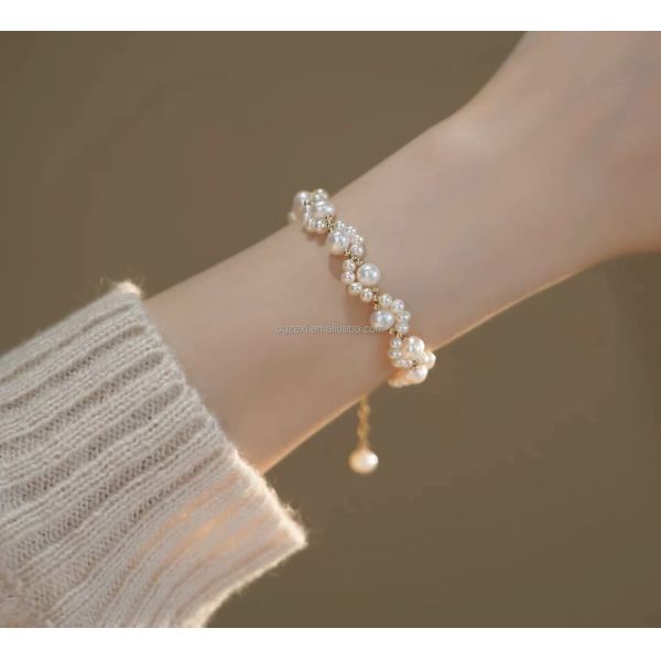 CZX Cat Claw Bracelet Pearl Adjustable Bracelet Flowers Shaped Bangles Bridesmaid Surprise Anniversary Gift