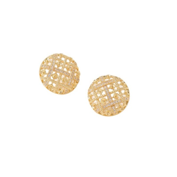 Wholesale Jewelry DIY Earring Accessories Heart-shaped Braided Earrings Round Hollow Zircon Paste Pearl  Earring