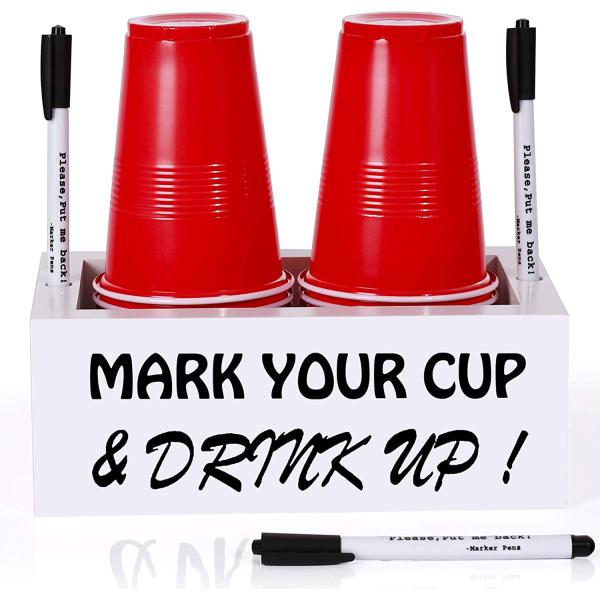Double White Pine Solo Disposable Cup Holder for Rustic Party Utensil Dispensing