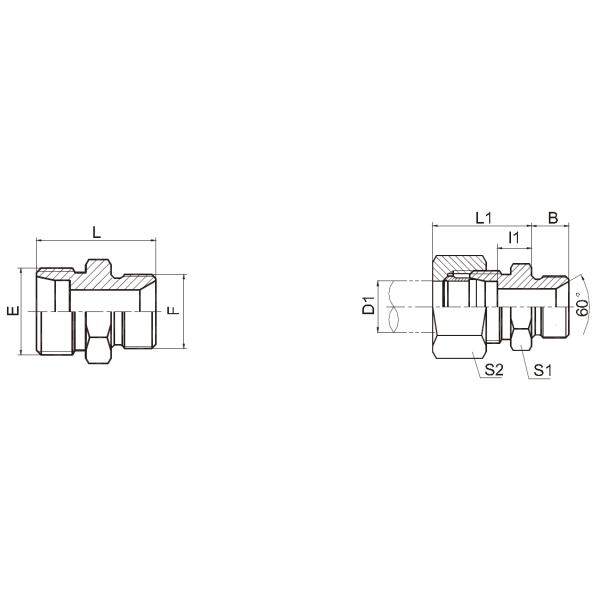 Metric Straight Thread Fittings , Male Bsp Threaded Pipe Fittings 1CB / 1DB