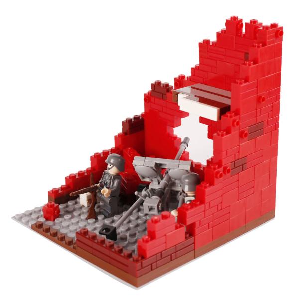 Military accessories series weapon cannon German soldier mini figure ww2 ruin building block