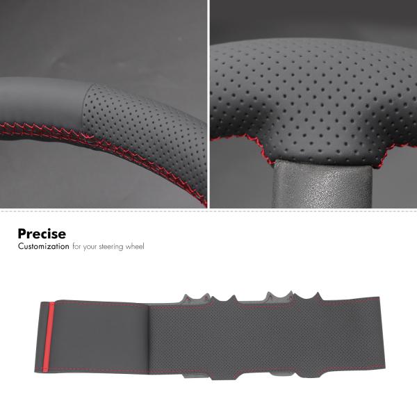 DIY Hand Stitch Genuine Leather Steering Wheel Cover for for Jeep Wrangler JK 2007 2008 2009 2010
