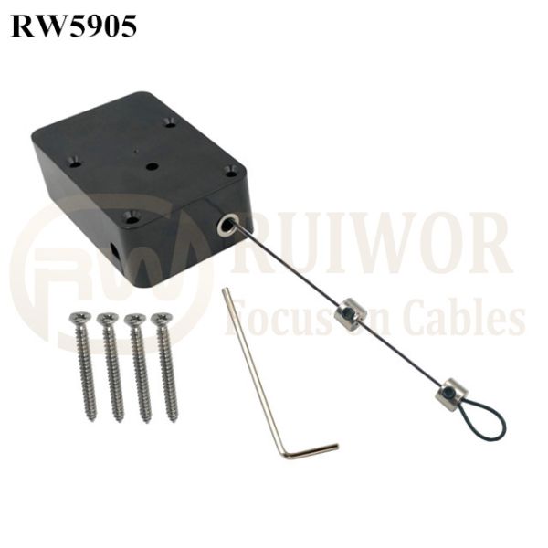 RW5905 Cuboid Heavy Duty Retractable Tether Stop Function Optional Plus Adjustalbe Lasso Loop End By Small Lock And Allen Key