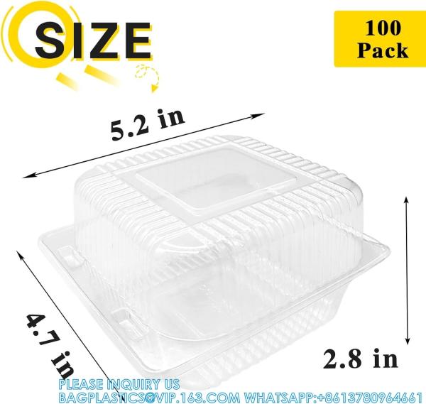 Clear Plastic Take Out Containers,Disposable Clamshell Dessert Container With Lid, For Salads, Pasta, Sandwiches