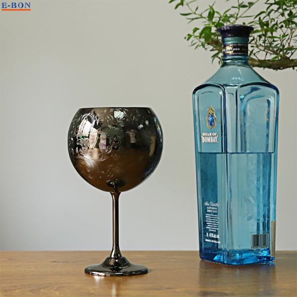 Etching Stainless Steel Wine Glass Unbreakable Gold Black Goblet