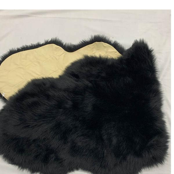 Floor Black Sheepskin Chair Cushion Pad For Living Room Sofa OEM