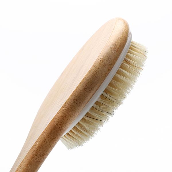 Dry Body Shower Brush Back Scrub Natural Bamboo Long Handle Massage