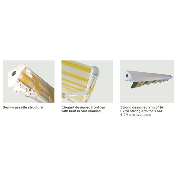 Customized Outdoor Sun Shade Aluminum Awning Half Cassette Canopy Retractable Arm Awning