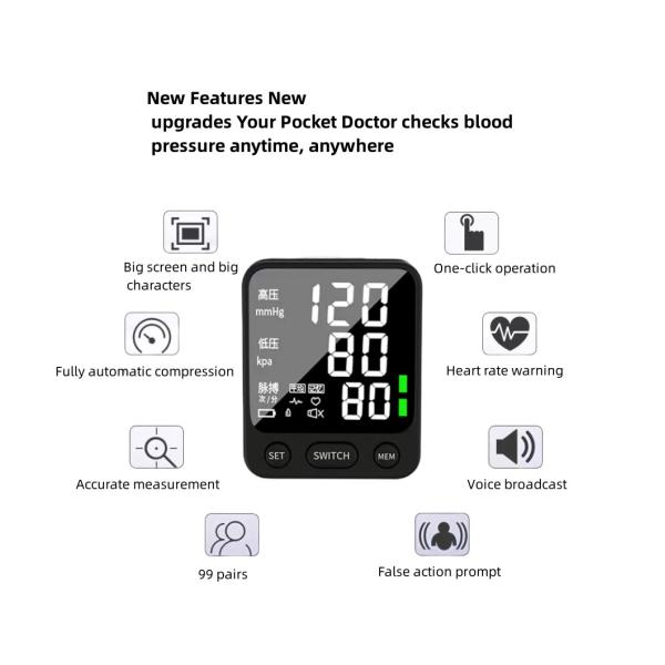 Plastic Electric Wrist Type Electronic Sphygmomanometer Digital Blood Pressure Monitor