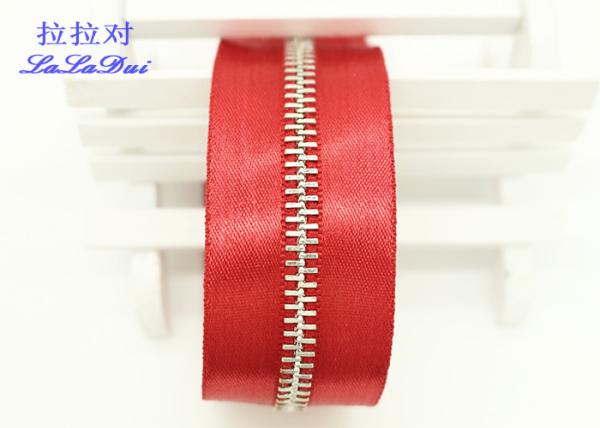 High End High Polished Metal Separating Zipper Red Tape Customized For Coveralls