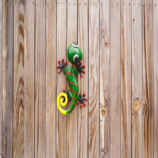 Arte exterior colorida de Art Handicraft Metal Gecko Wall da parede do lagarto do metal
