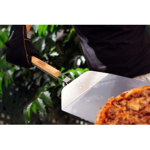 Серебряный набор утвари гриля цвета, нержавеющая корка пиццы с складывать бамбуковую ручку