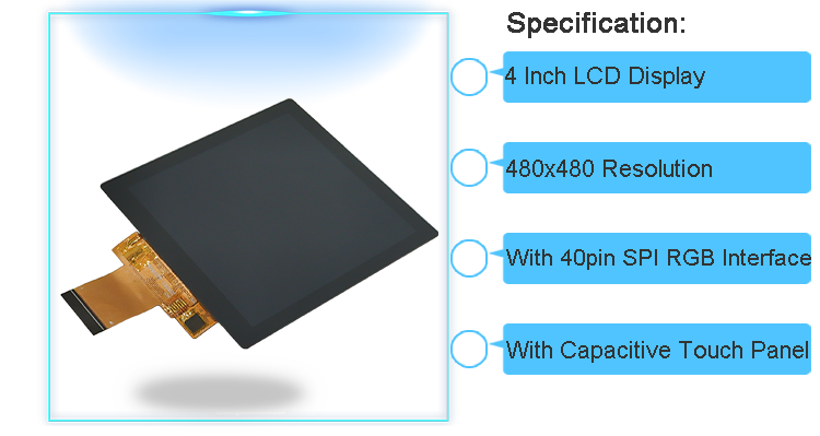 Square LCD TFT Capacitive Touchscreen Display 480x480 LCD 3.95 4 Inch Module